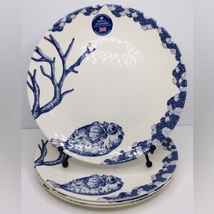Stafford Blue and White Fish Design Dinner Plate Set